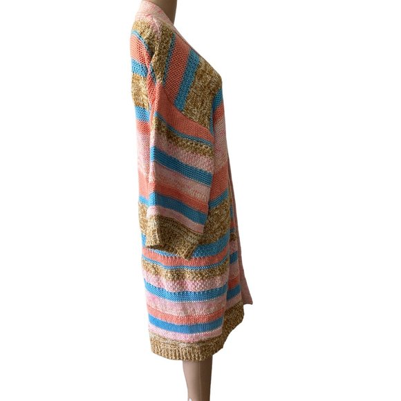 Anthropologie Textured Striped One Size Open Cardigan - Picture 2 of 10
